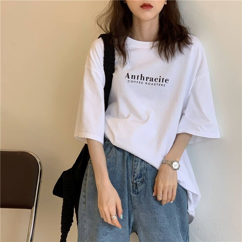 港風短袖T恤女夏韓版潮BF原宿學生寬鬆