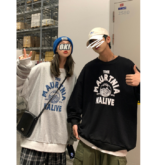 原宿BF加絨加厚套頭圓領衛衣女學生鹽系寬鬆上衣秋冬季外套慵懶風