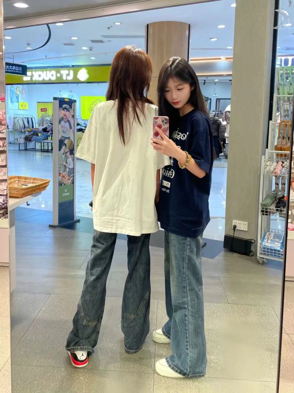 高質量純棉220克精梳緊密手感好直播品質前印花短袖t恤女