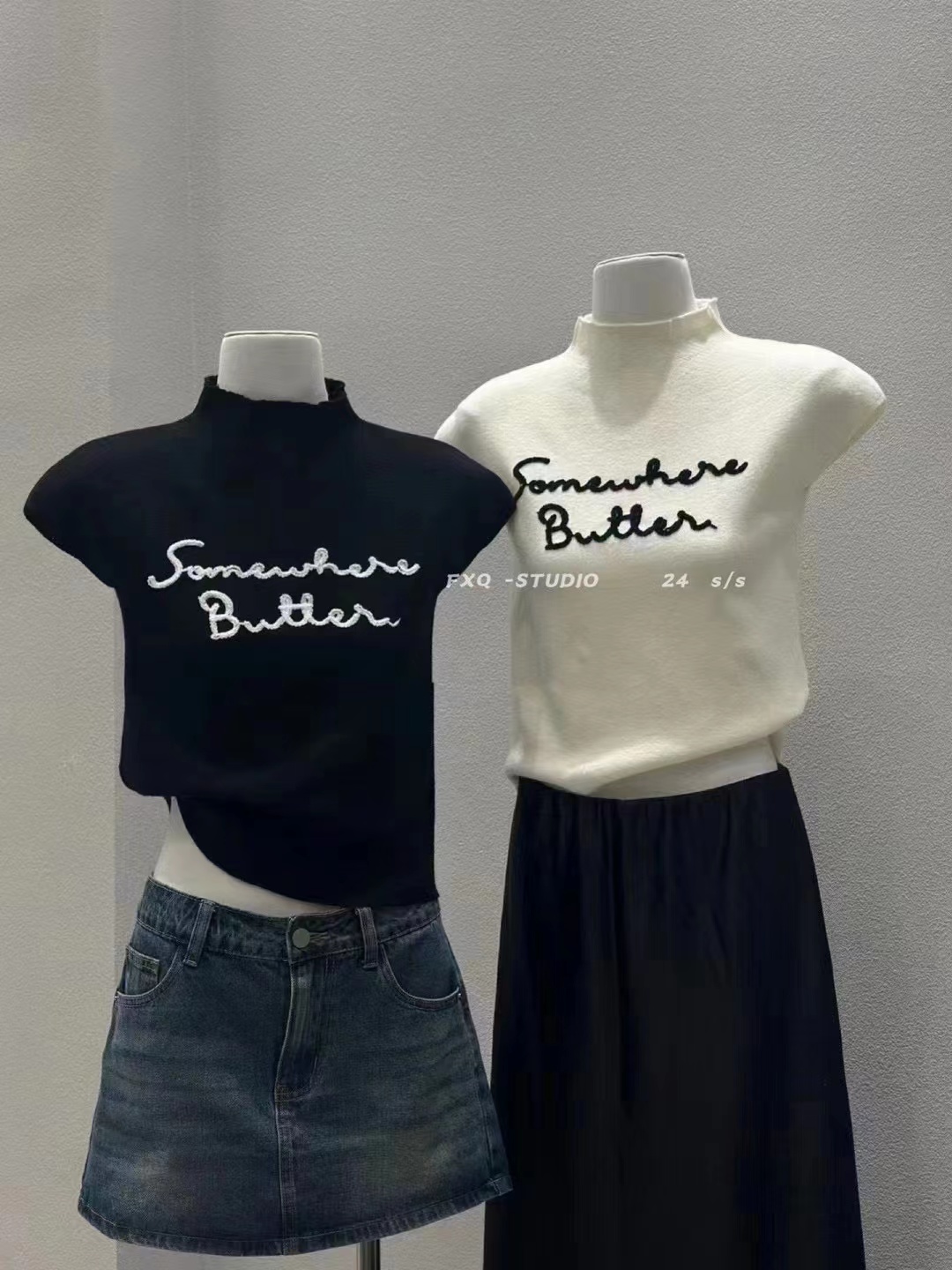 BB家2024年新款字母刺繡高領背心小件無袖顯瘦高級感品質好貨