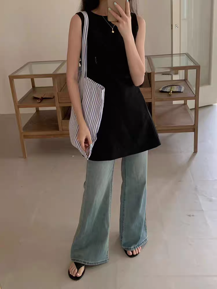 Korean Dongdaemun Elegant Slim Tank Top Versatile Temperament A-Line Sleeveless Dress