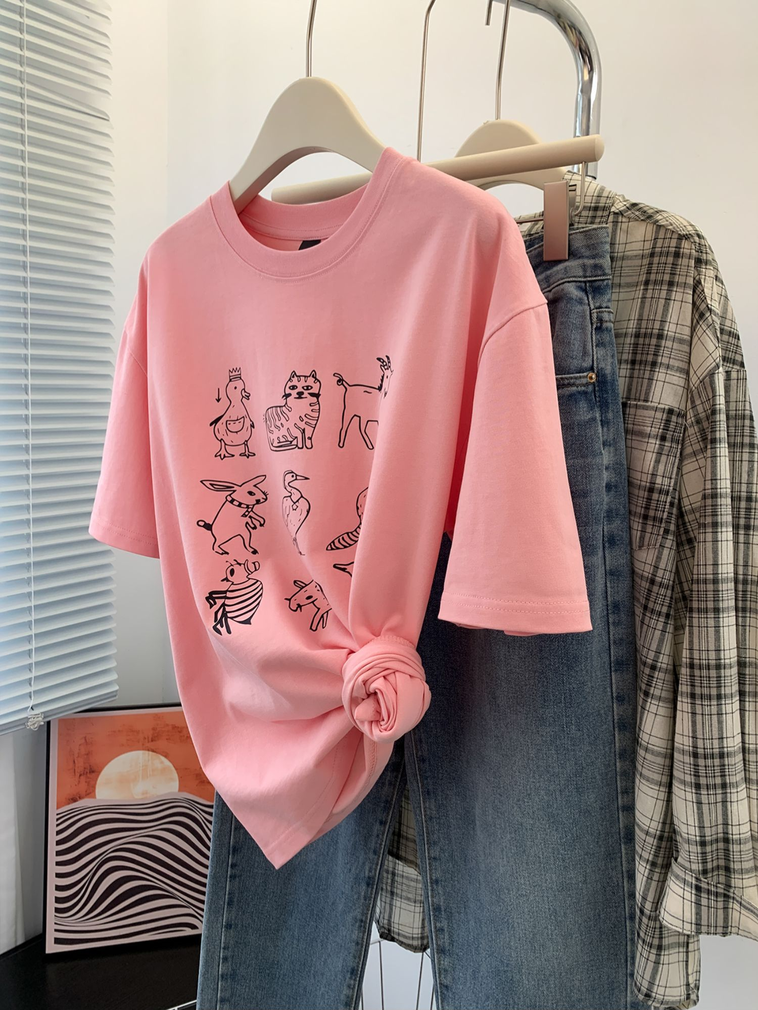 Official photo Heavy/combed cotton Back collar Seamed S-XXXL Summer short-sleeved T-shirt for women