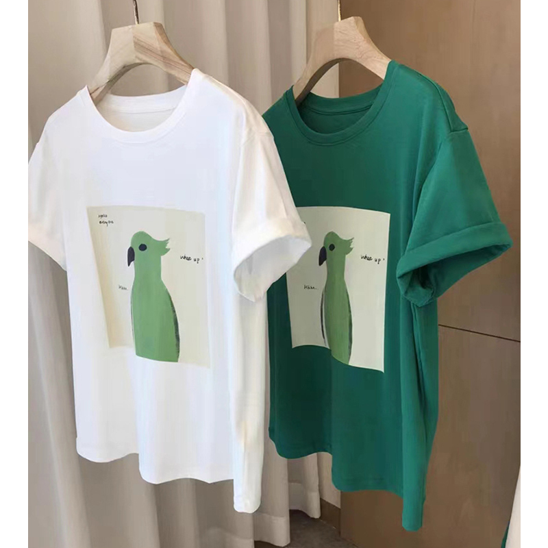 官圖 重磅/精梳純棉 後包領 有縫邊 S-XXXL 夏裝短袖T恤女
