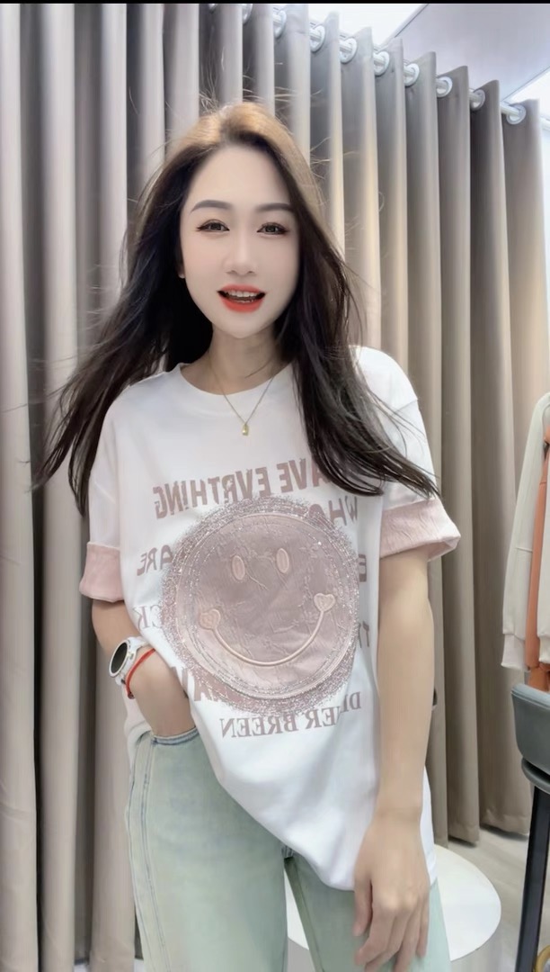 純棉燙鑽短袖體恤女時尚百搭夏季新款新中式刺繡重工潮流寬鬆T恤