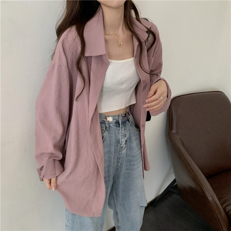 夏季新款襯衫女設計感小眾復古港味長袖防曬衣薄款外套開衫