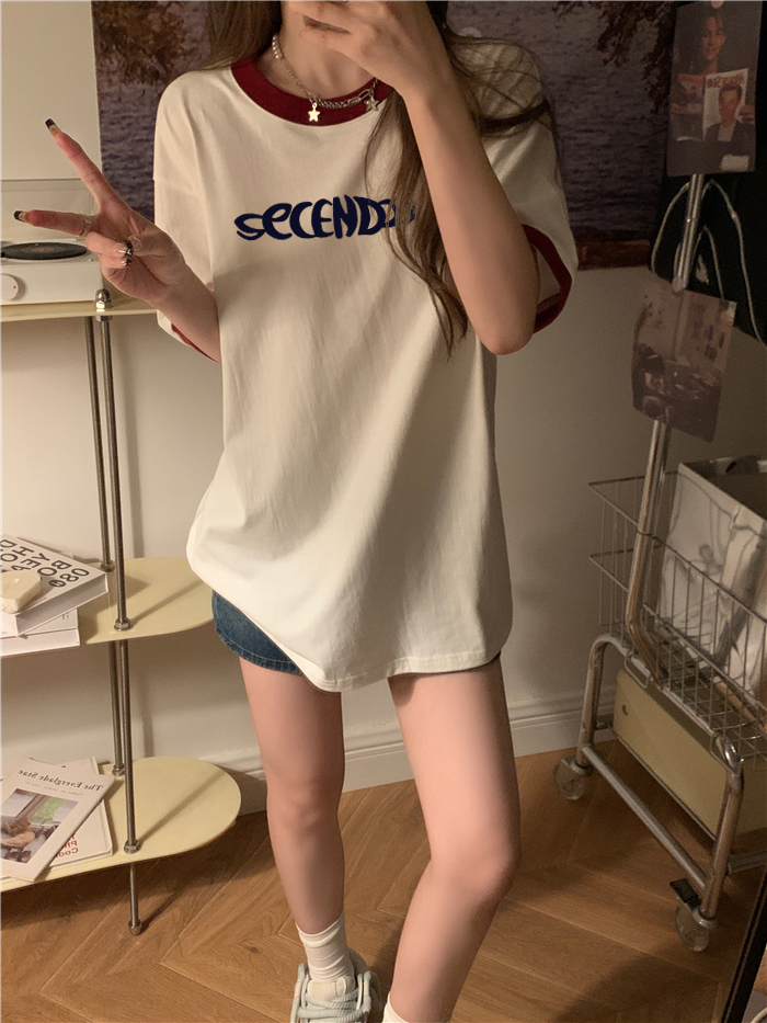 實拍100%純棉包領夏季新款寬鬆大碼短袖t恤女潮
