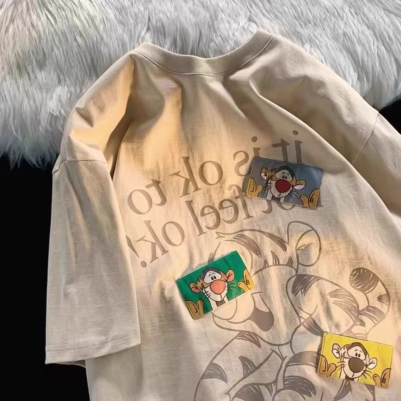 高質量純棉220克精梳緊密手感好直播品質前印花短袖t恤女