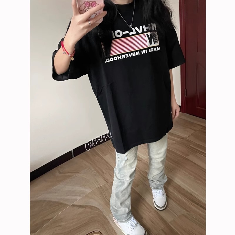 高質量純棉220克精梳緊密手感好直播品質前印花短袖t恤女
