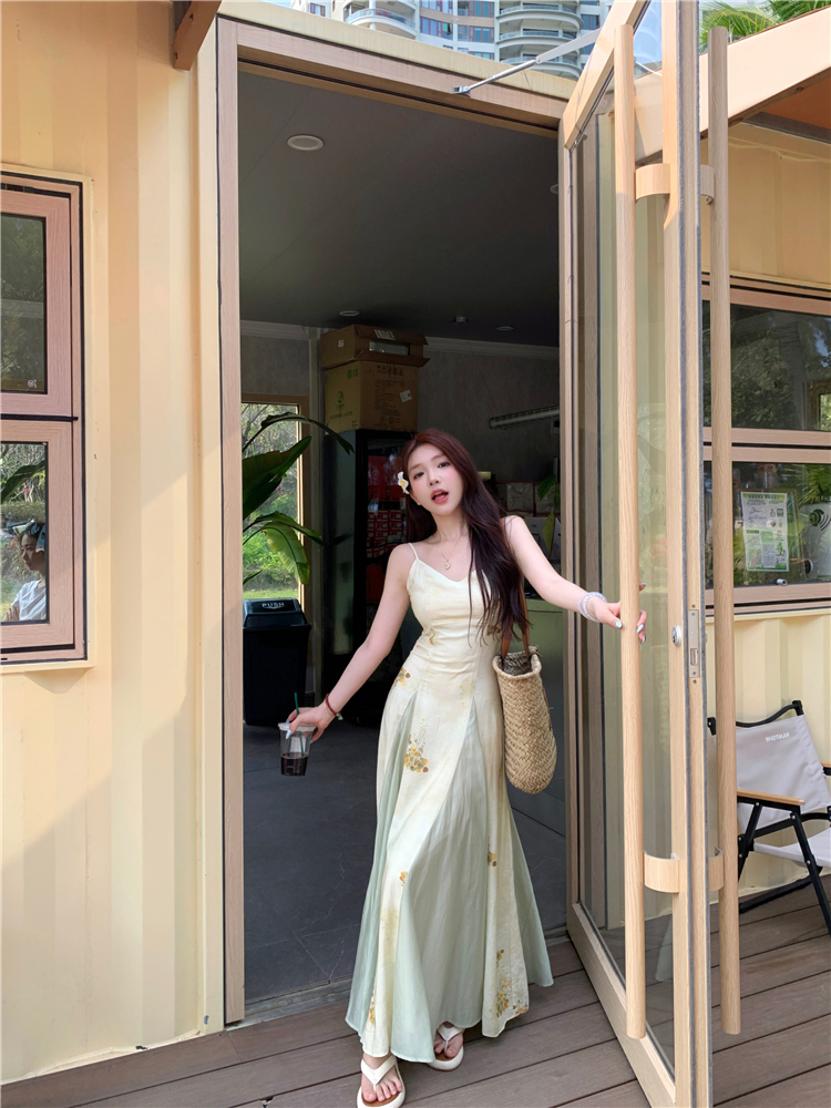 Real shot~Xianqi Study Han element antique Chinese style spring and summer long dress for women