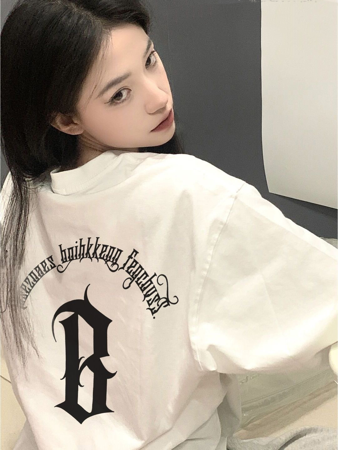 短袖t恤女夏個性字母情侶設計印花小眾上衣ins