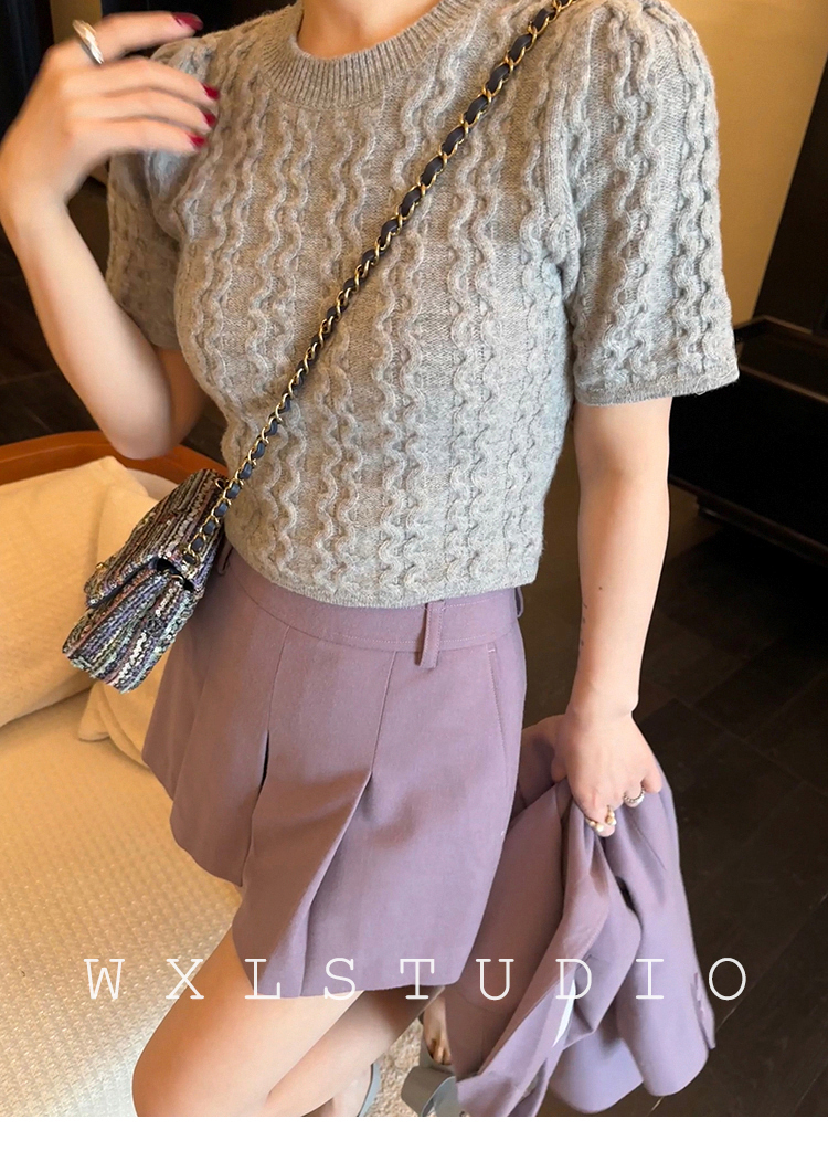 WXLSTUDIO 輕鬆出街 100羊毛波浪絞花短袖毛衣/長袖開衫外套系列