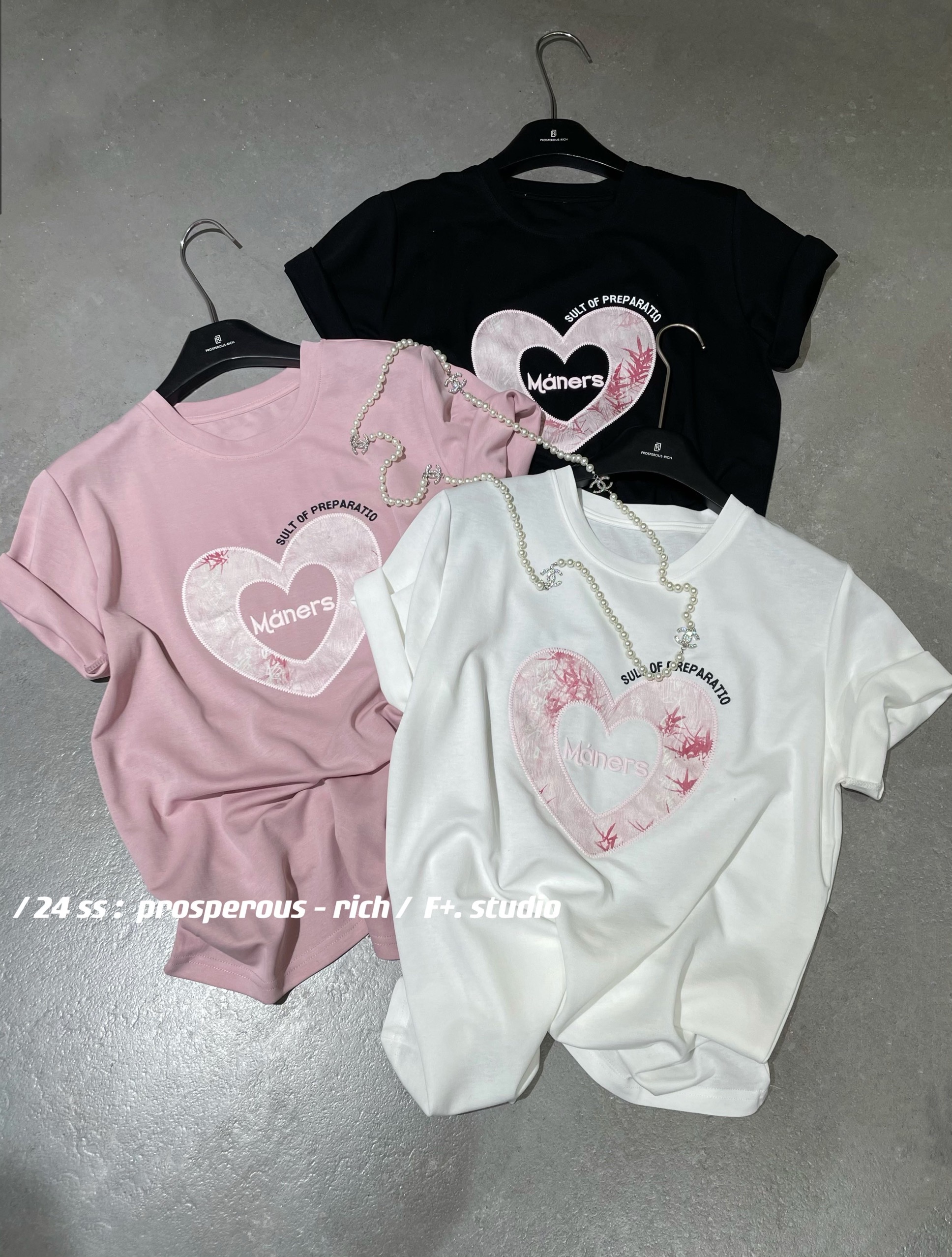 十三行女裝2024夏季新款韓版刺繡愛心圖案百搭洋氣顯瘦短袖t恤女