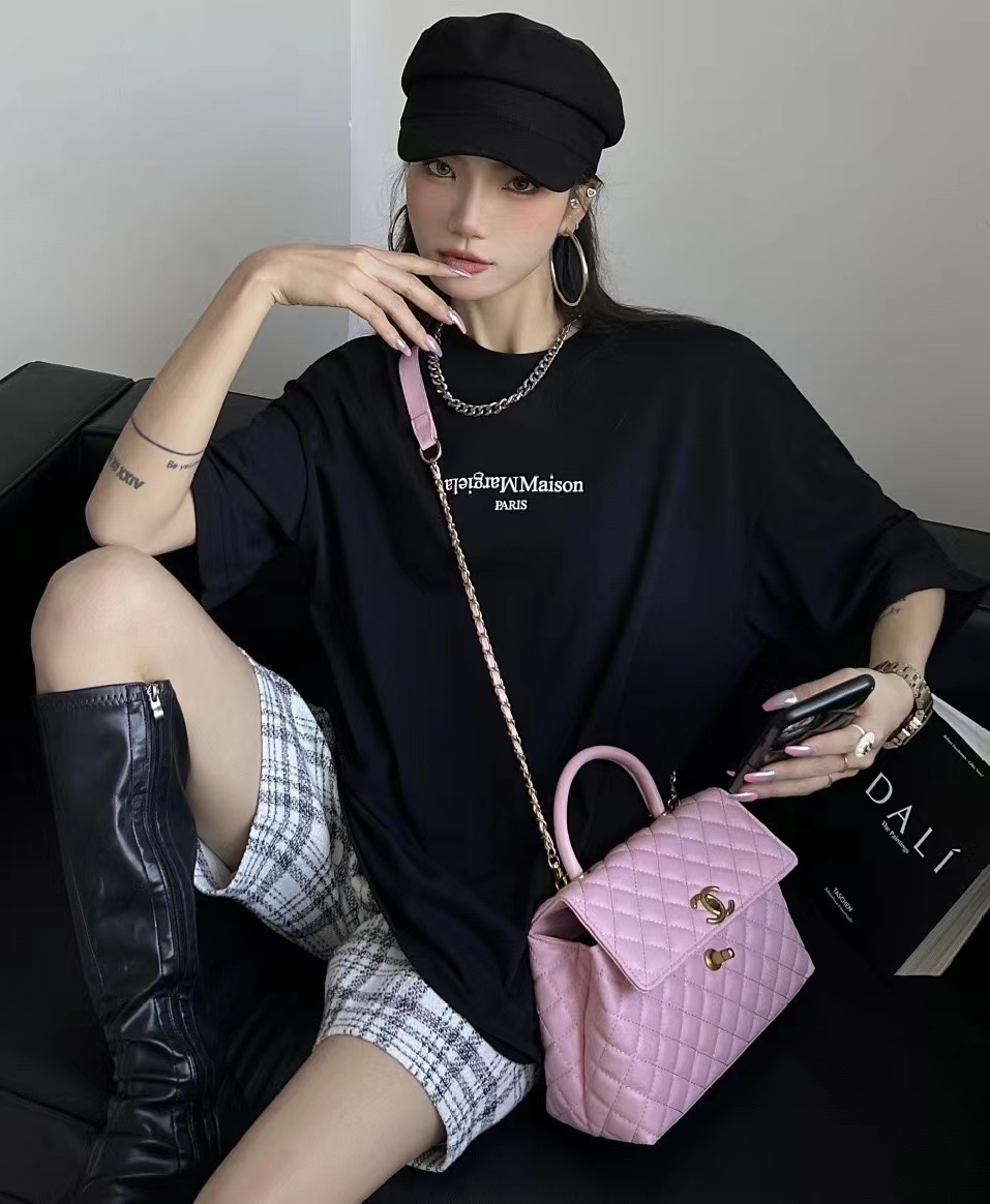 新款 歐貨個性字母 火龍果色寬鬆 大版T恤女 潮