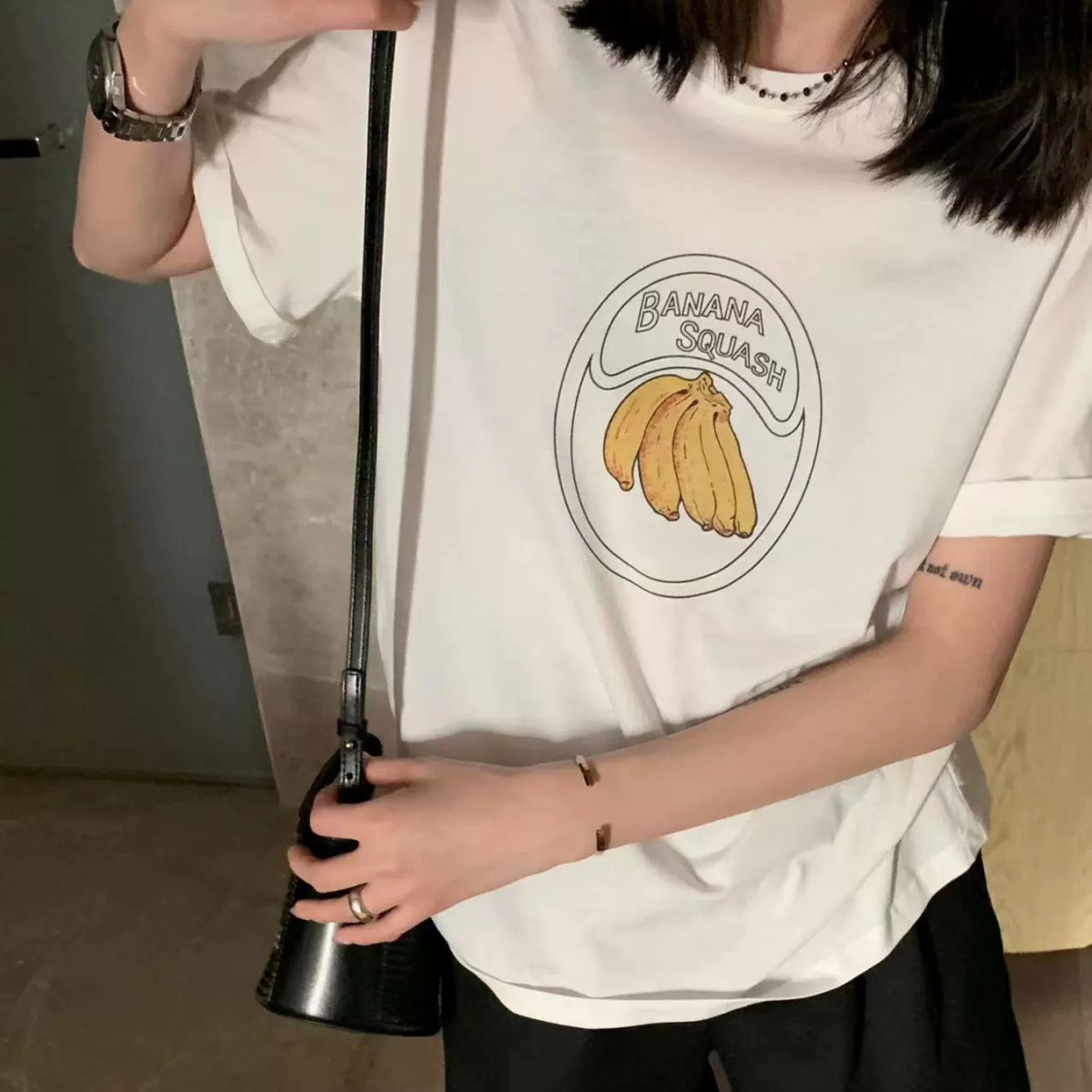 愛心字母印花圓領短袖T恤女夏季韓版chic別致中長款寬鬆休閒上衣