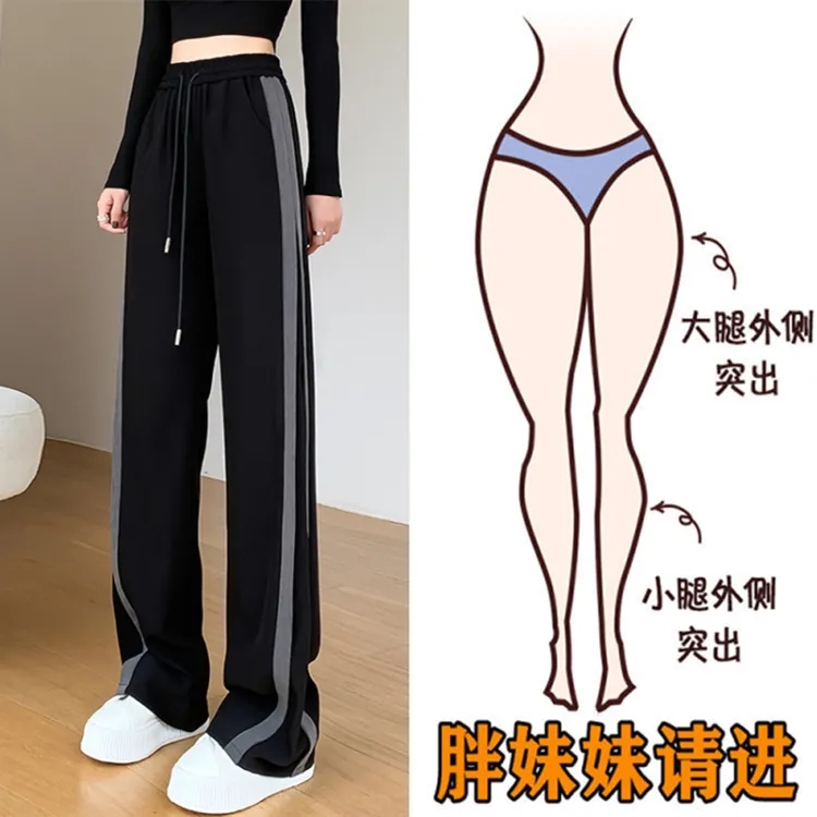 闊腿褲女春夏韓版大碼顯瘦直筒褲寬鬆休閒小個子學生運動拖地褲潮