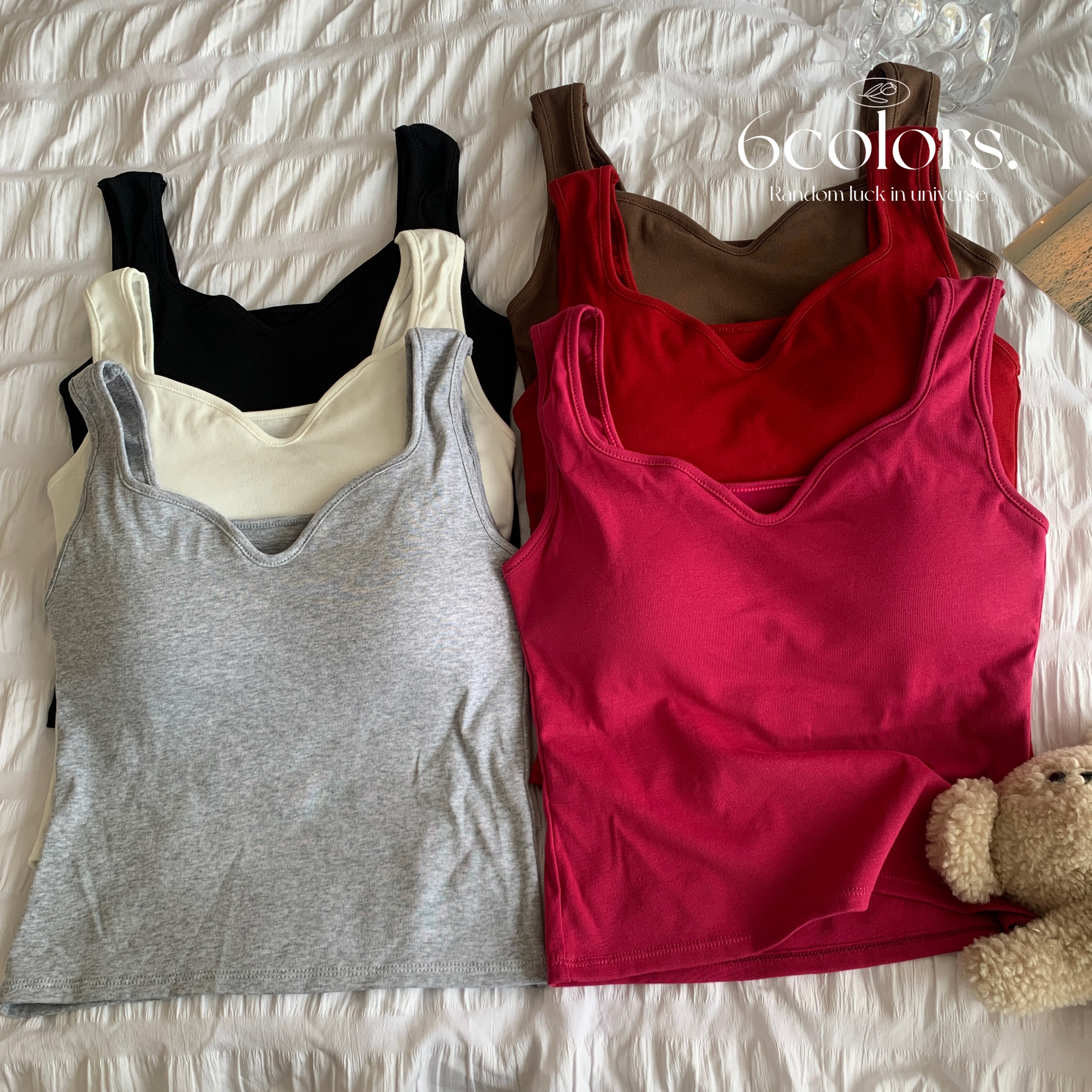 Actual shot Korean style versatile solid color camisole seagull V tie breast pad sleeveless outer short top