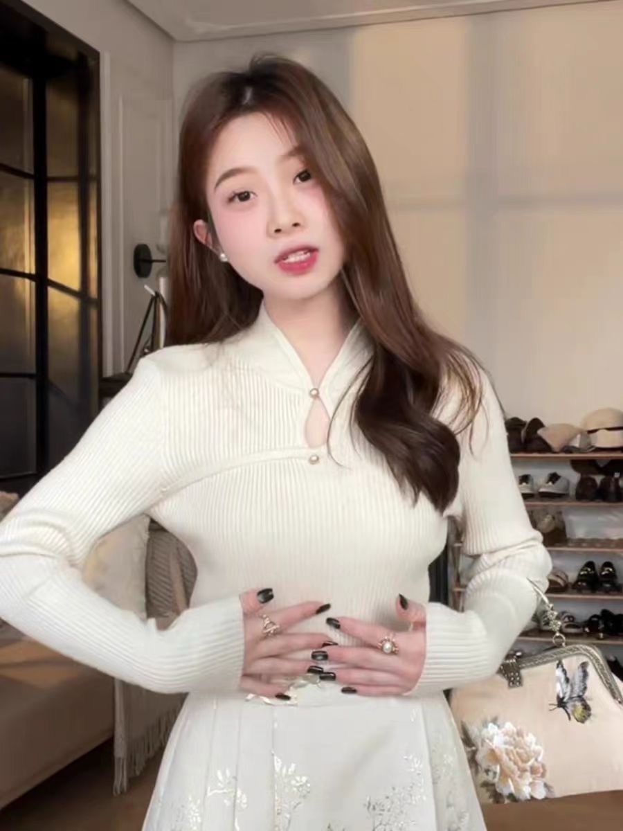 設計感新中式國風內搭打底衫女2024春季新款氣質修身顯瘦長袖上衣