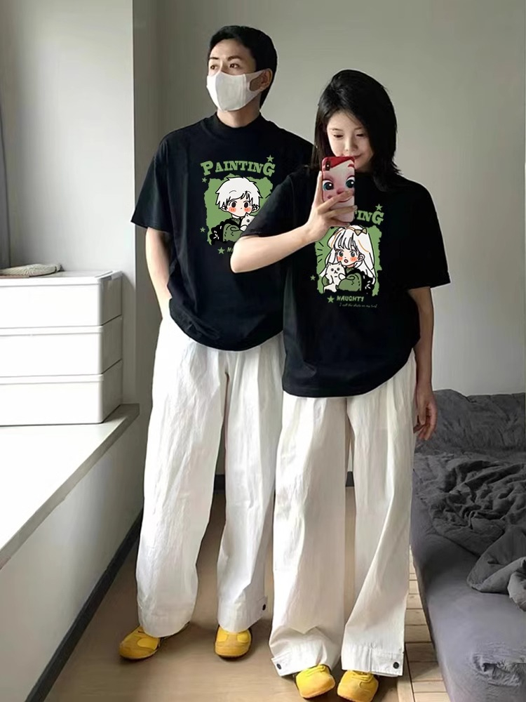 小眾特別的潮牌網紅卡通情侶裝男短袖t恤夏裝純棉夏季2024新款潮