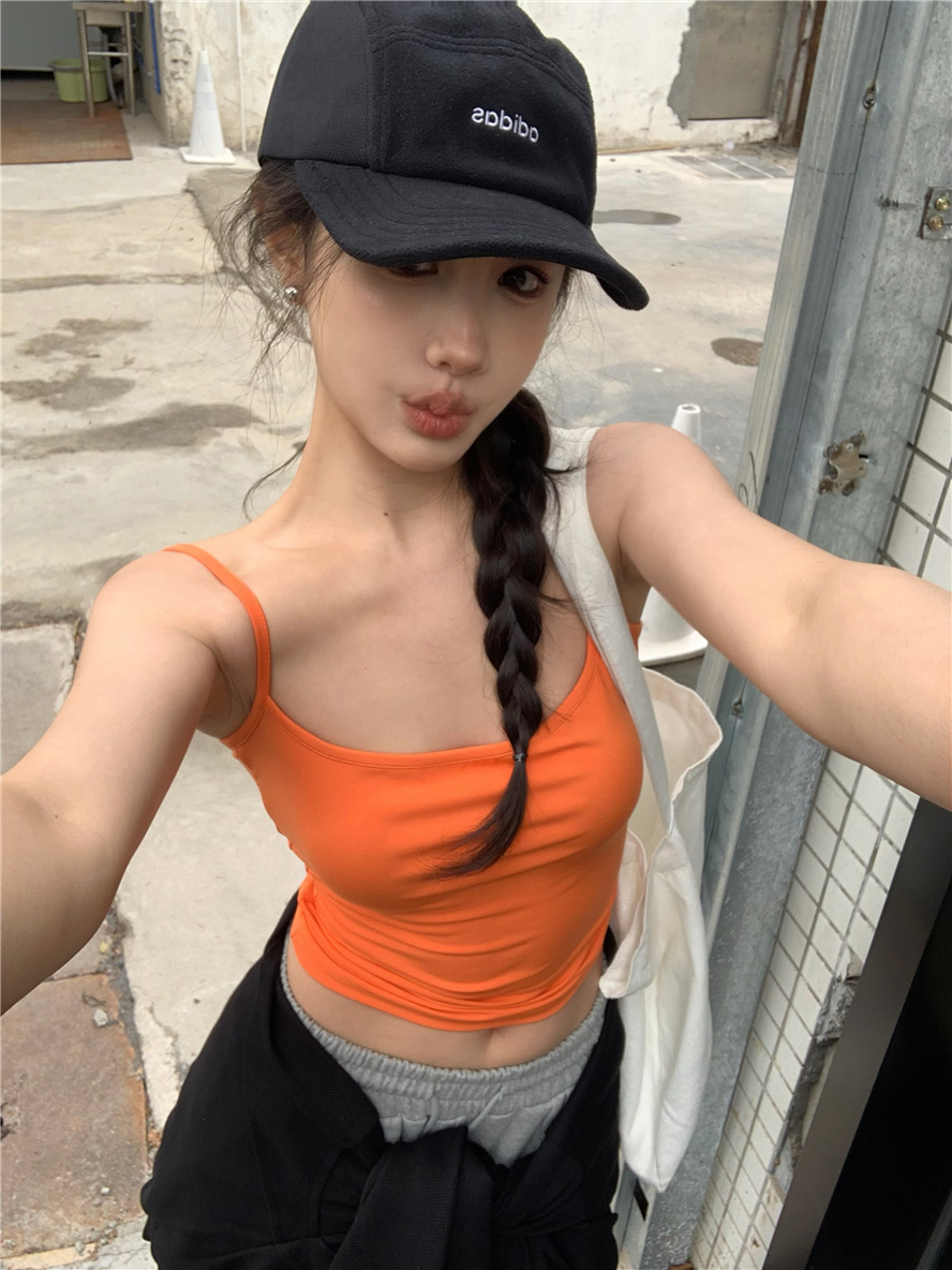 實拍夏季新款韓版修身顯瘦糖果色吊帶女無袖背心