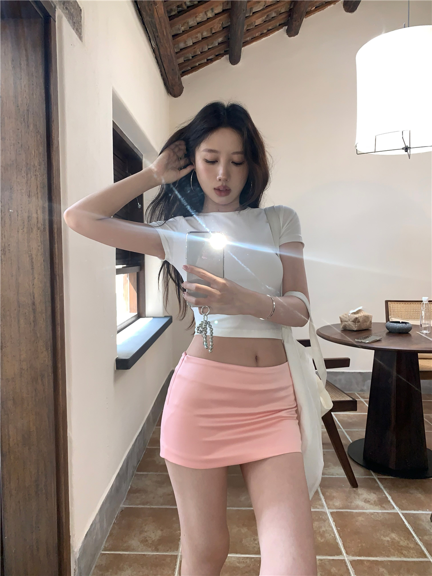 實拍 色短款低腰包臀裙褲女純欲風顯瘦百搭辣妹短裙 套裝