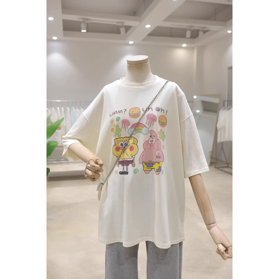 官圖 重磅/精梳純棉 後包領 有縫邊 S-XXXL 夏裝短袖T恤女