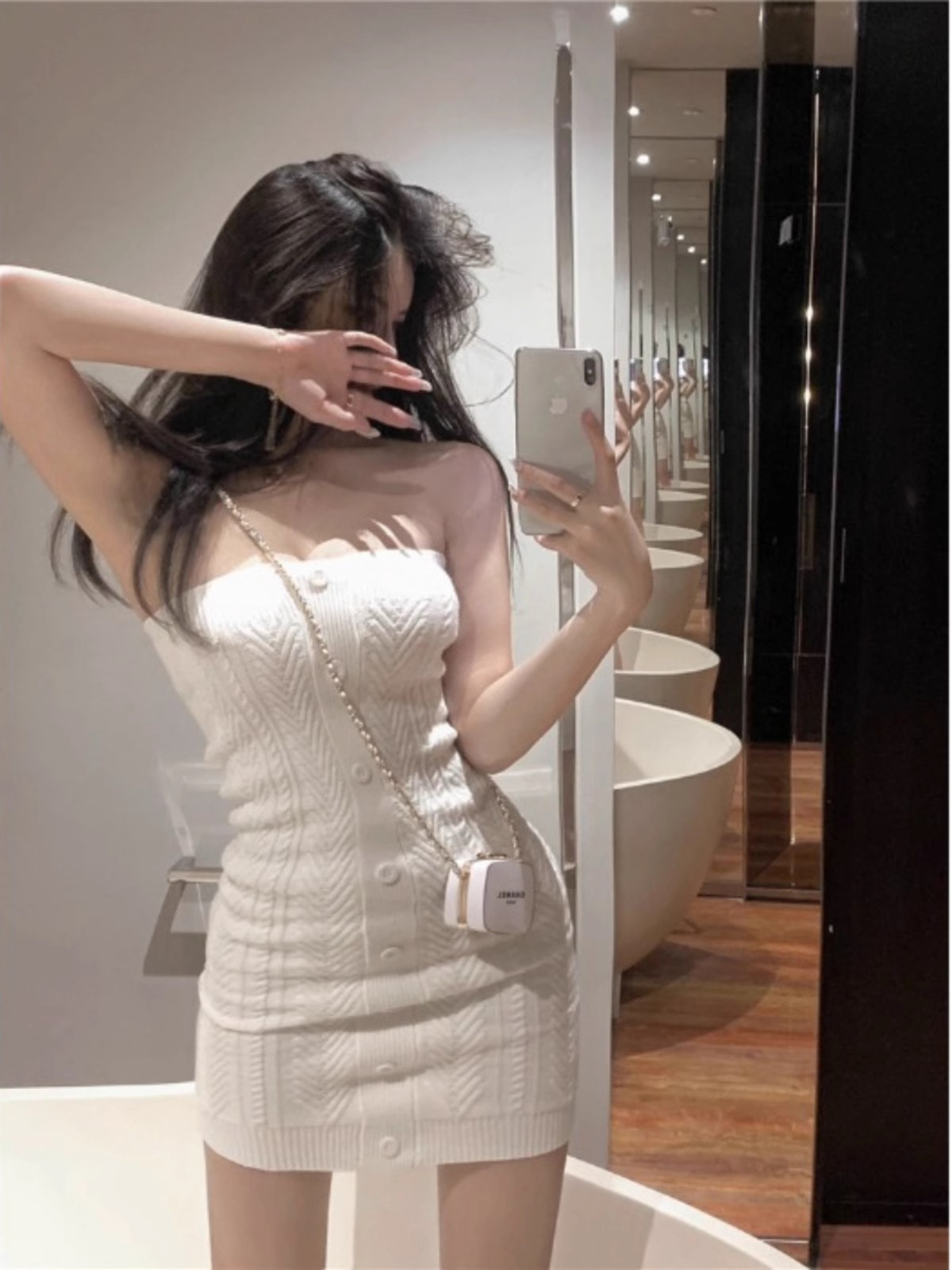 純欲風針織抹胸連衣裙女裝白色辣妹性感裙子春季修身顯瘦包臀短裙