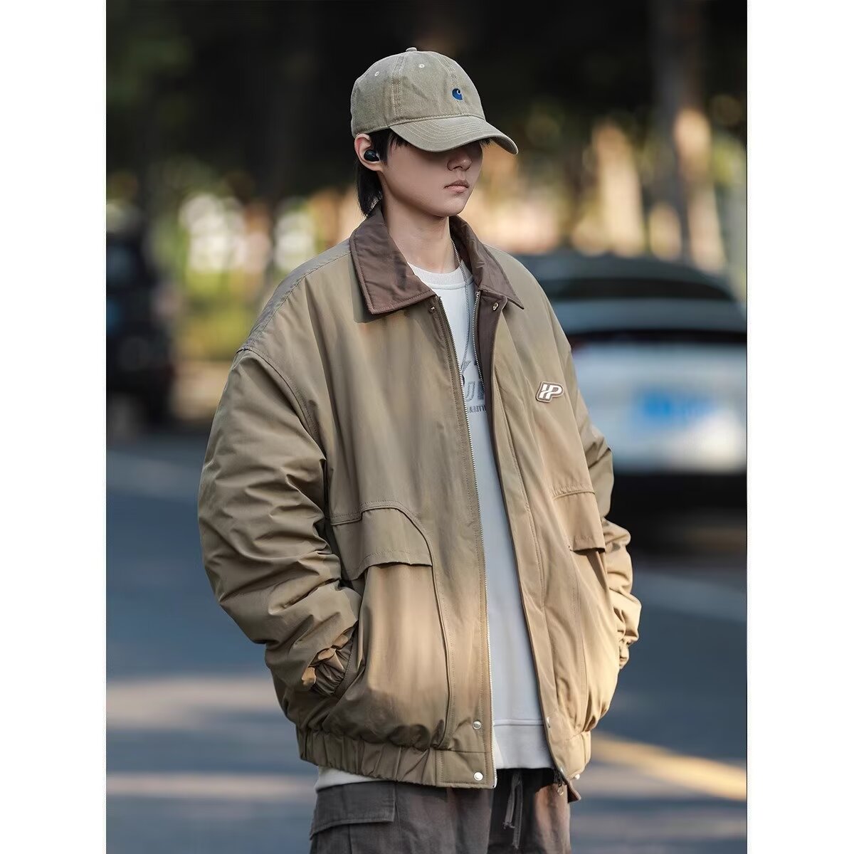 潮牌日系復古工裝翻領夾克女春秋季街頭寬鬆百搭外套