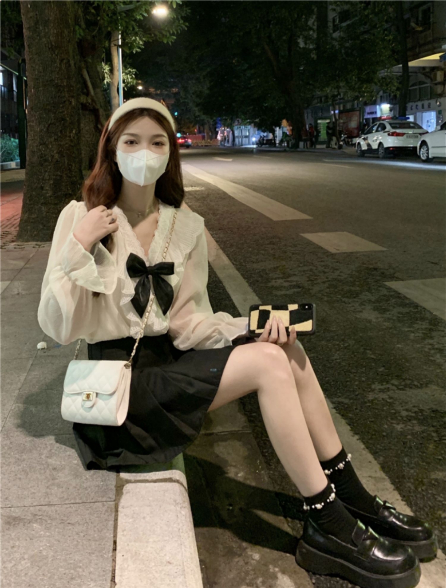 娃娃領襯衫春秋疊穿襯衣上設計感蝴蝶結白色內搭