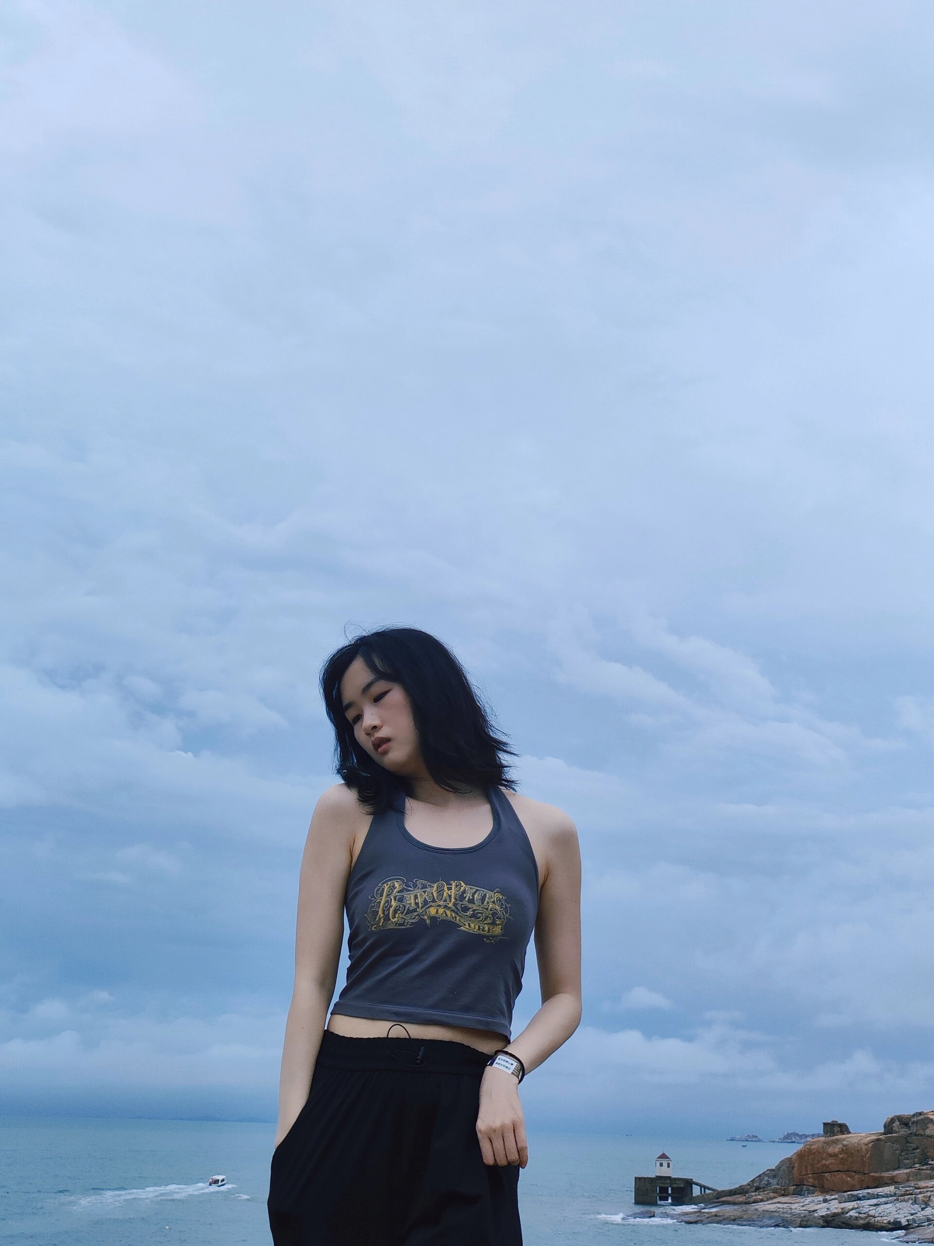 夏季短款時尚掛脖吊帶女性感辣妹復古美式印花背心外穿