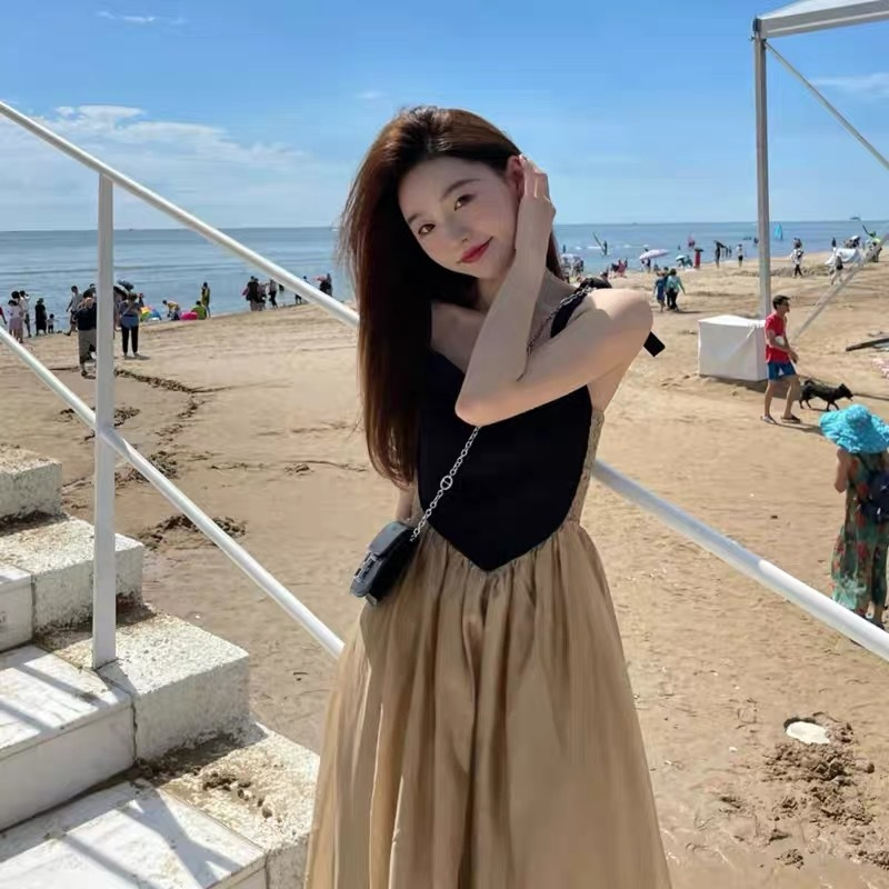 夏季輕奢小香風鹽系炸街御姐高級感韓劇兩件套裝裙女吊帶連衣裙子