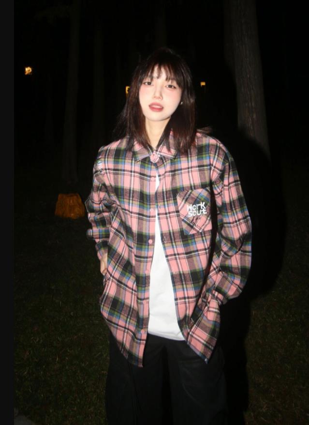 美式復古甜酷格子長袖襯衫女春秋2024新款設計感小眾寬鬆襯衣外套