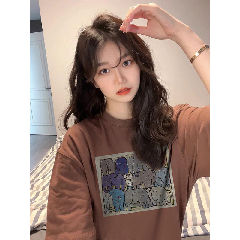 官圖200克/精梳純棉後包領有縫邊S-XXXL夏裝短袖T恤女