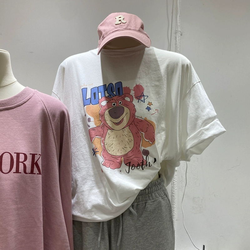 官圖 重磅/精梳純棉 後包領 有縫邊 S-XXXL 夏裝短袖T恤女