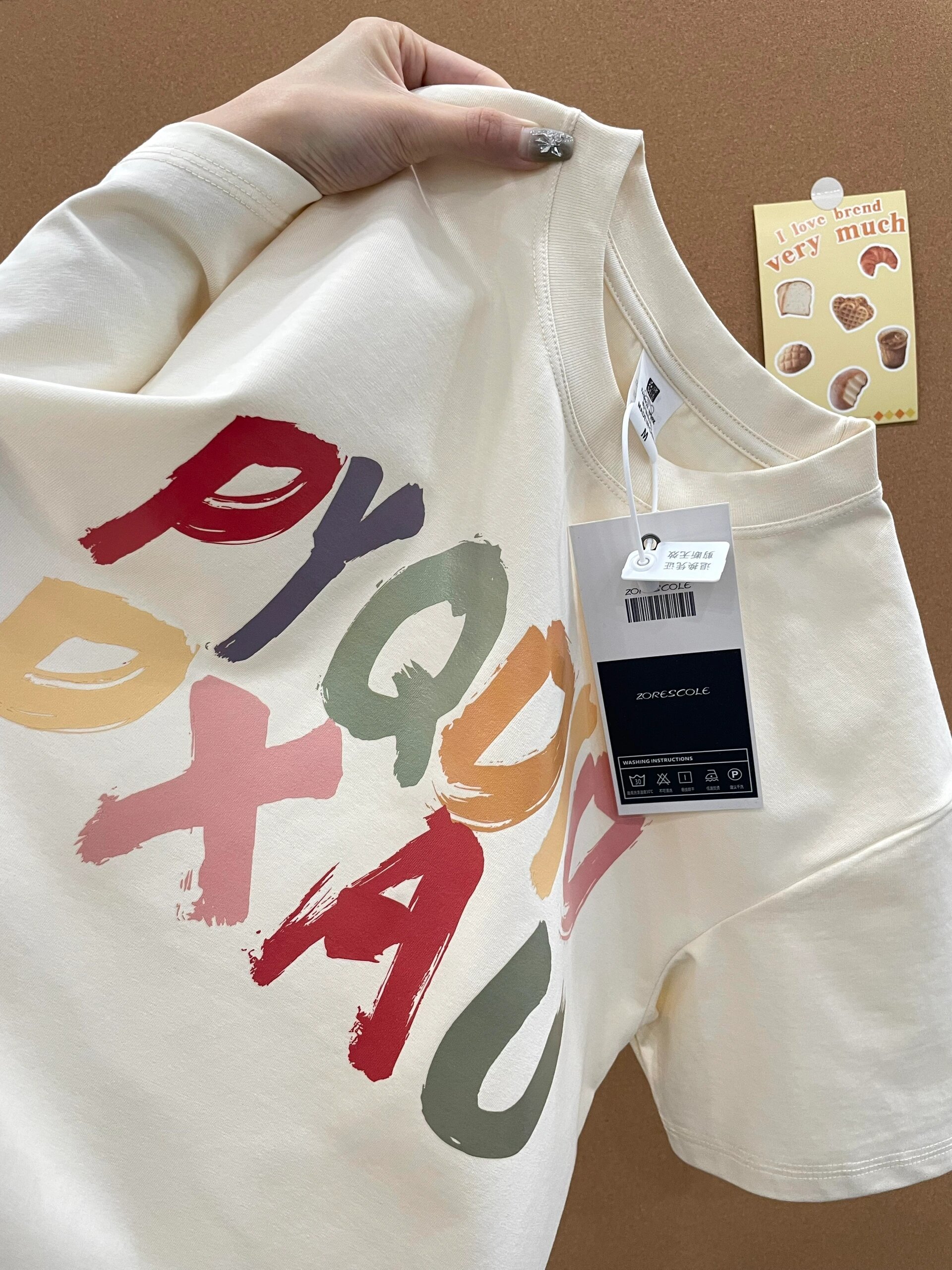 高品質純棉200克精梳緊密100%棉直播同品前印花寬鬆短袖t恤女