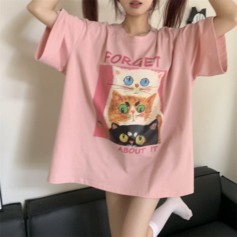 原版 高品質 港味chic上衣短袖t恤女寬鬆夏裝新款男女情侶裝薄款