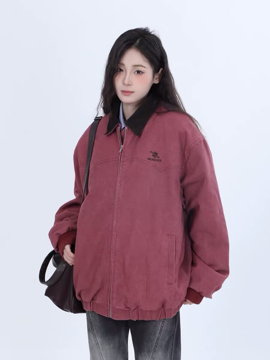 美式復古cleanfit翻領工裝夾克男女同款春季寬鬆休閒百搭外套上衣