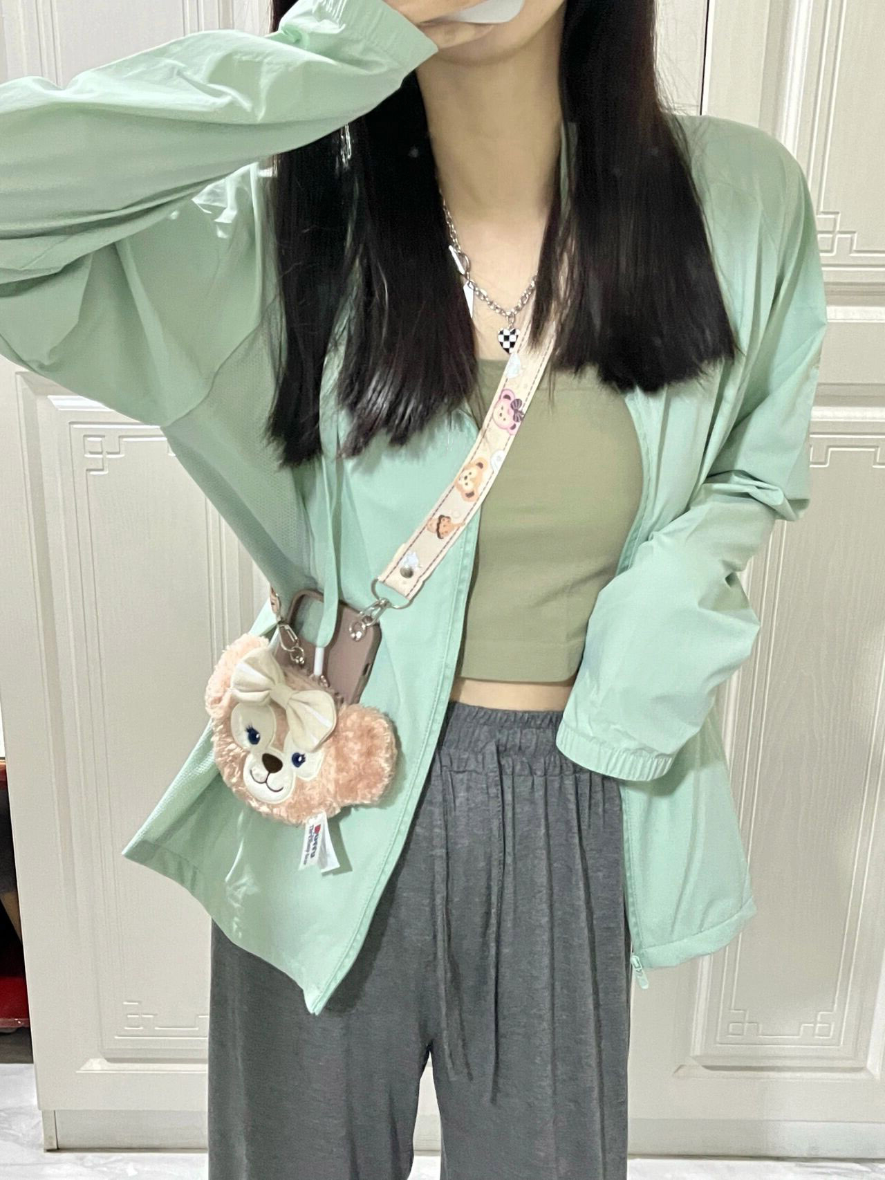 綠色防曬衣女夏2024新款冰絲透氣外穿騎車薄款連帽開衫防曬服外套