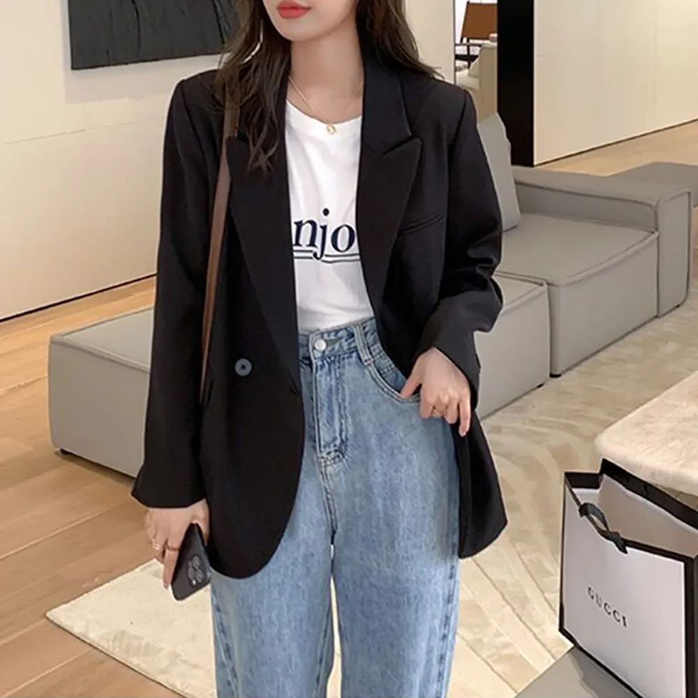 外套女春秋西裝西服寬鬆設計高級感墊肩內里小個子小西裝通勤女裝