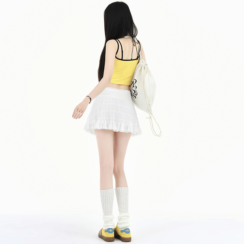 實拍法式芭蕾純欲少女蕾絲半身裙女2024新款包臀a字短裙有內襯