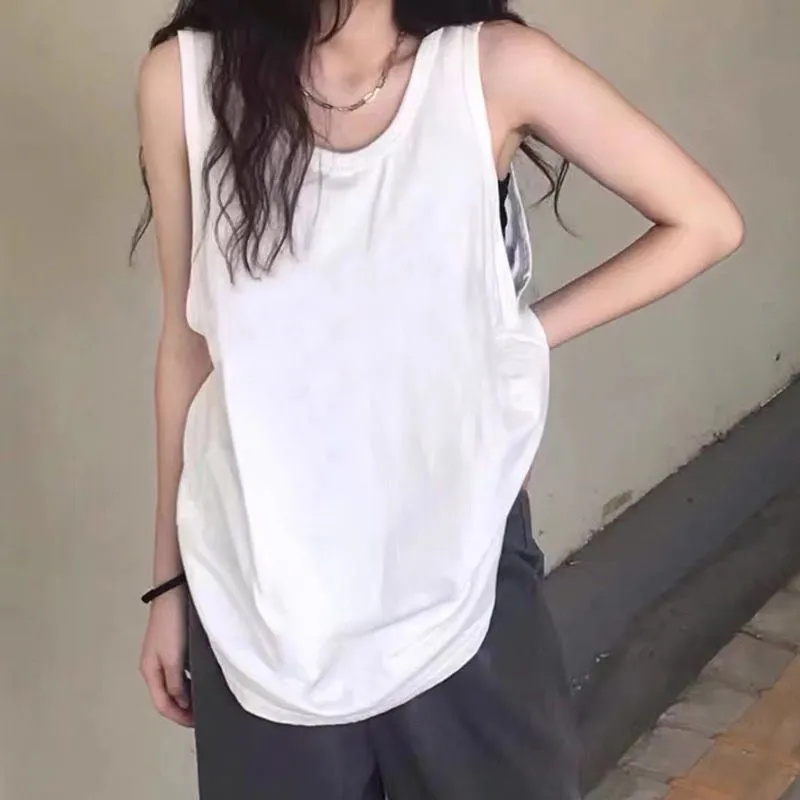已出貨 寬鬆圓領純棉背心女外穿夏季設計感小眾寬鬆內搭無袖純色