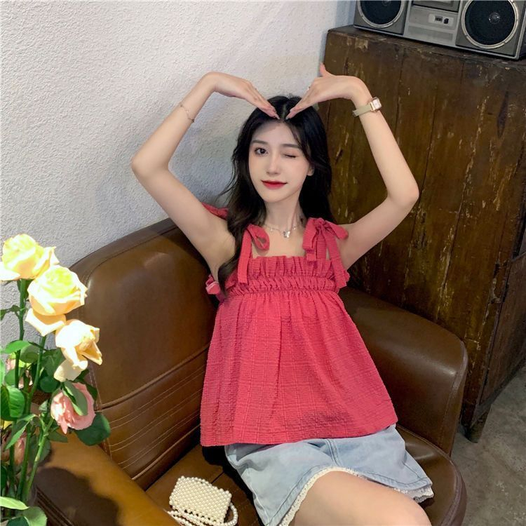 甜辣風無袖外搭小吊帶設計感小眾夏季2024新款炸街背心別致上衣女