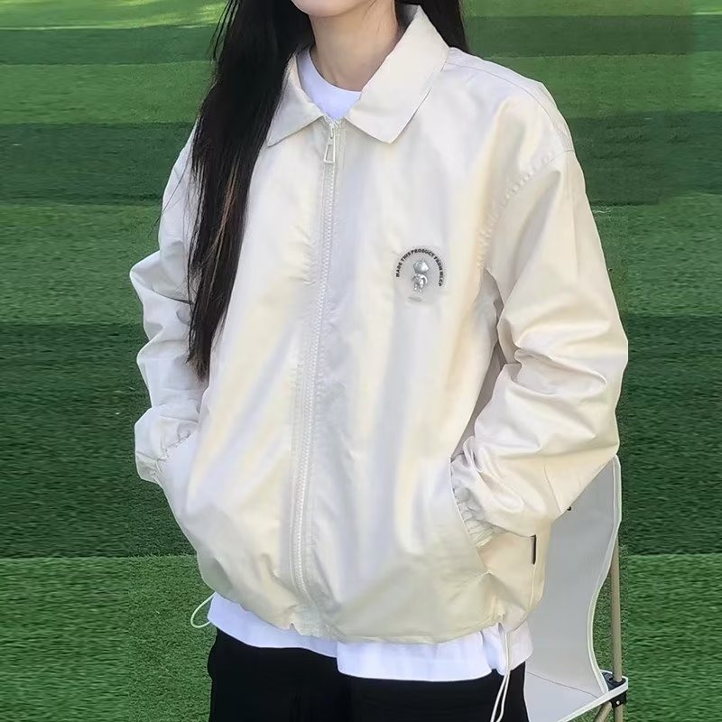 美式潮牌簡約原宿風翻領夾克男女oversize休閒情侶百搭外套