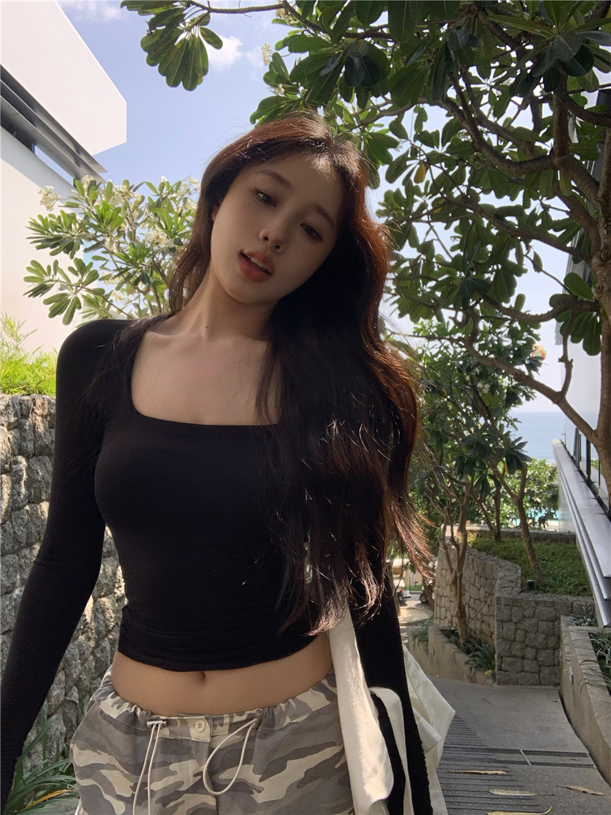 實拍 歐美風高級性感挖領雙層莫代爾打底