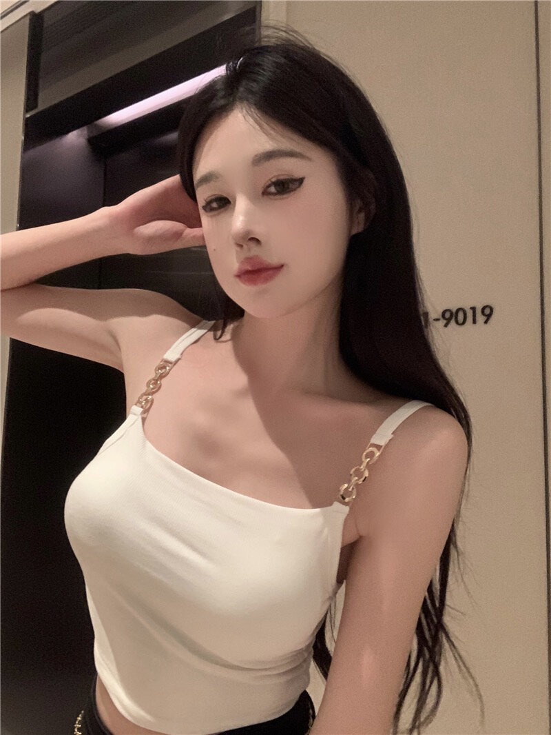 2024新款辣妹小吊帶背心女內搭性感美式打底無袖帶胸墊上衣