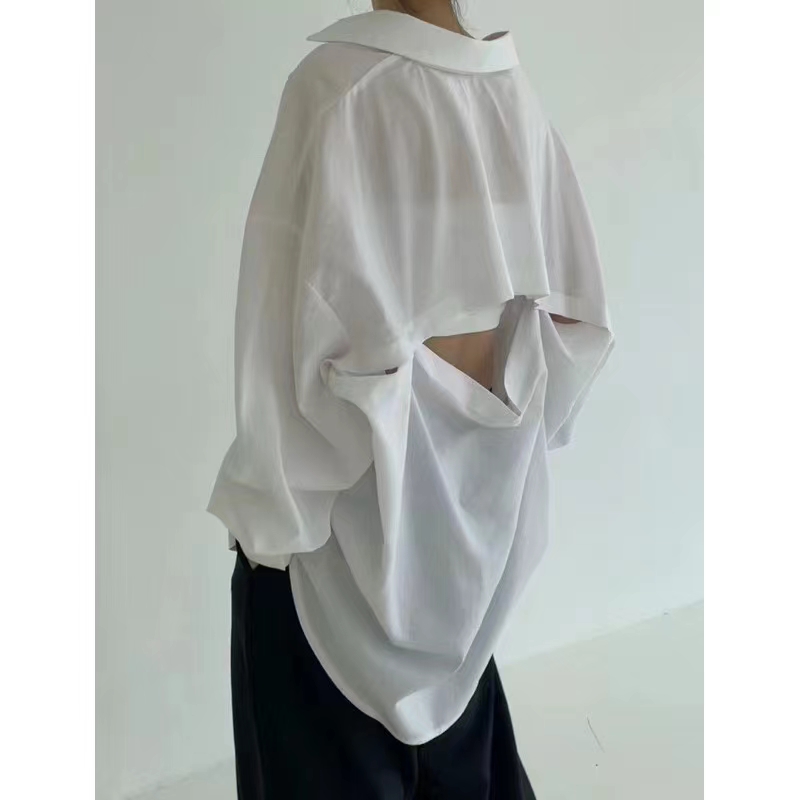 2024 Spring New Lapel Backless Design Shirt for Women
