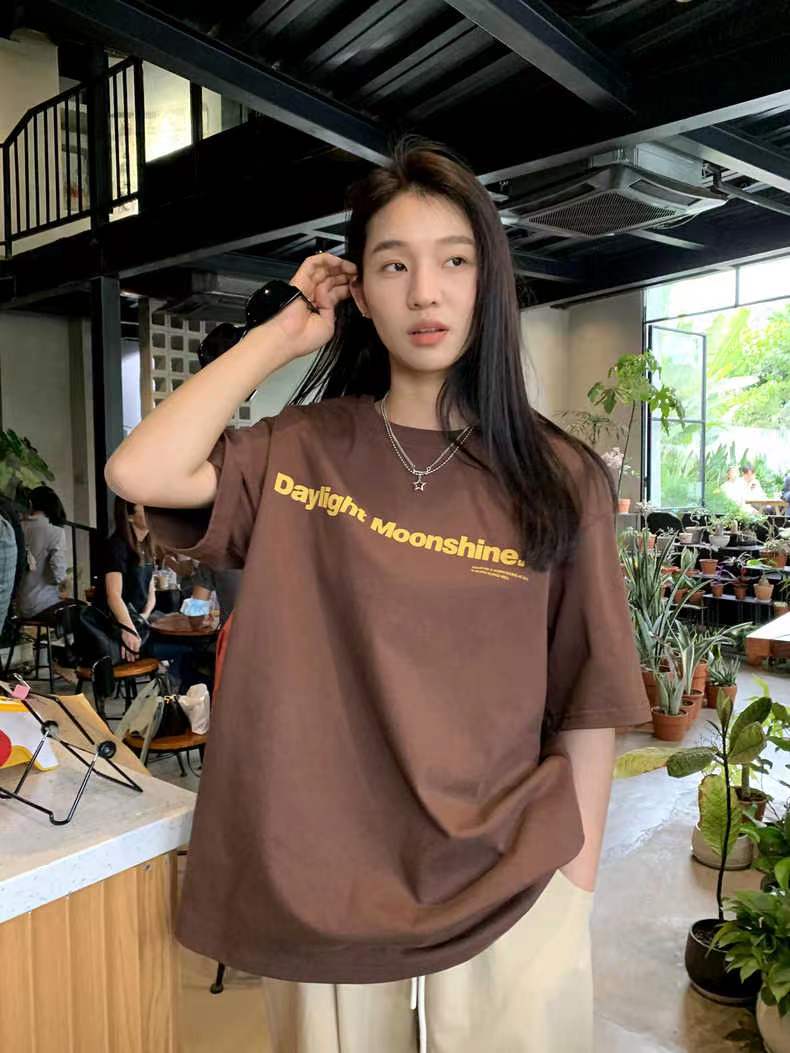 純棉200克精梳緊密100%棉直播品質前印花短袖t恤女