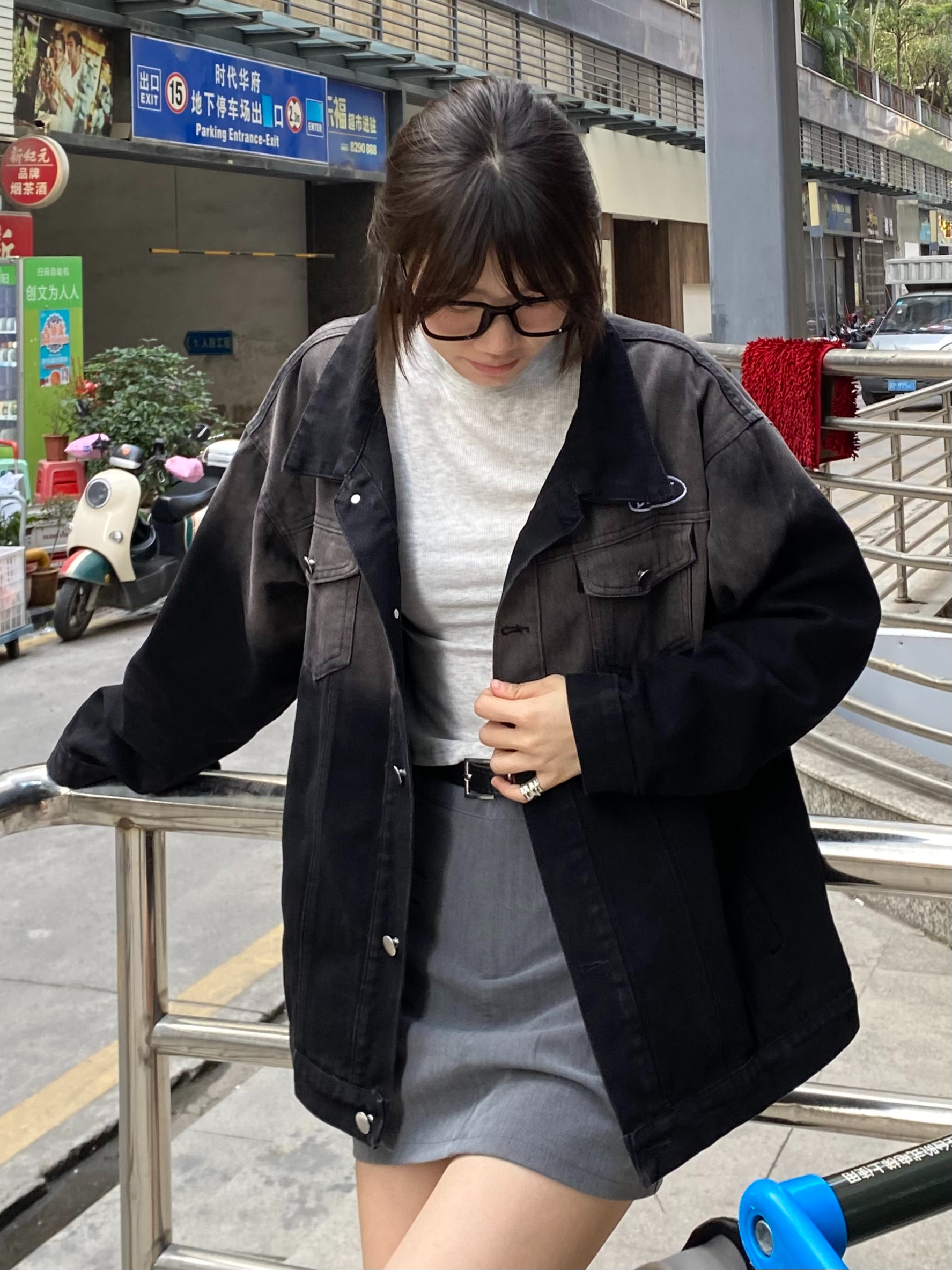 實拍 漸變牛仔外套女情侶年新款春秋季百搭韓版寬鬆ins潮