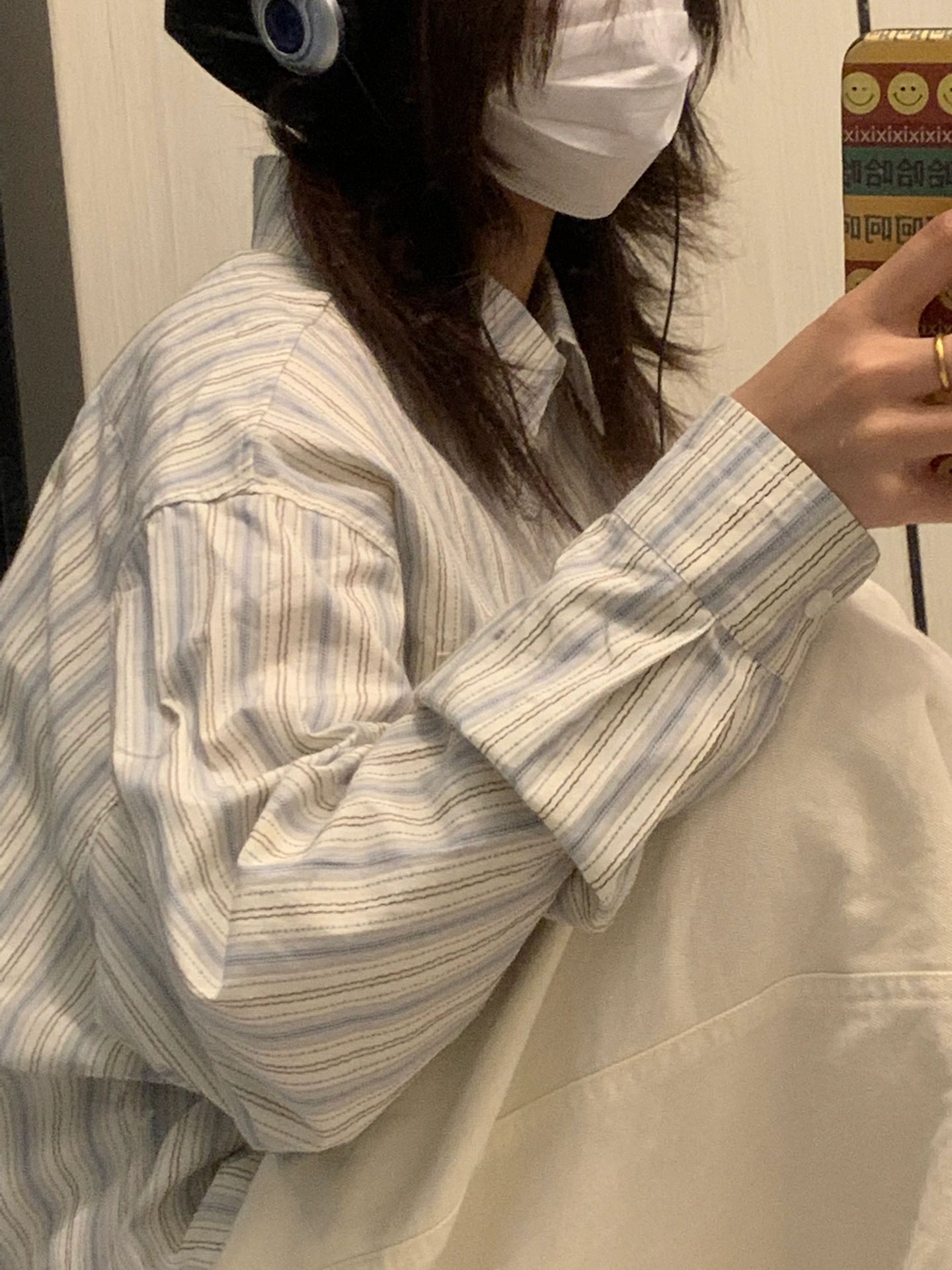 藍色條紋襯衫2024新款早春季女裝法式氣質寬鬆高級感內搭長袖上衣