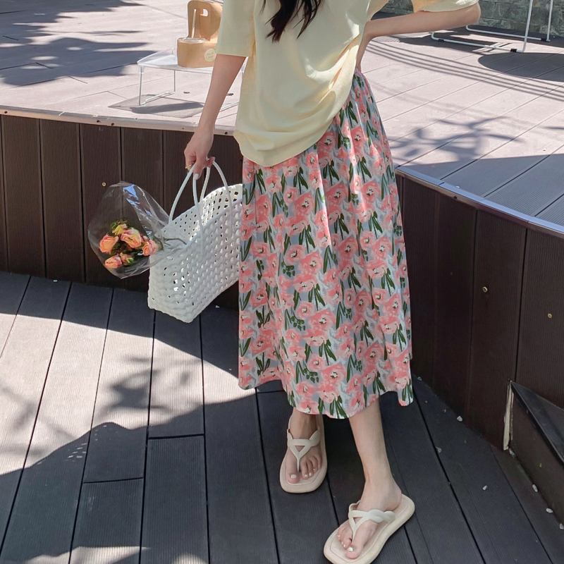 夏季2024新款溫柔風碎花半身裙女