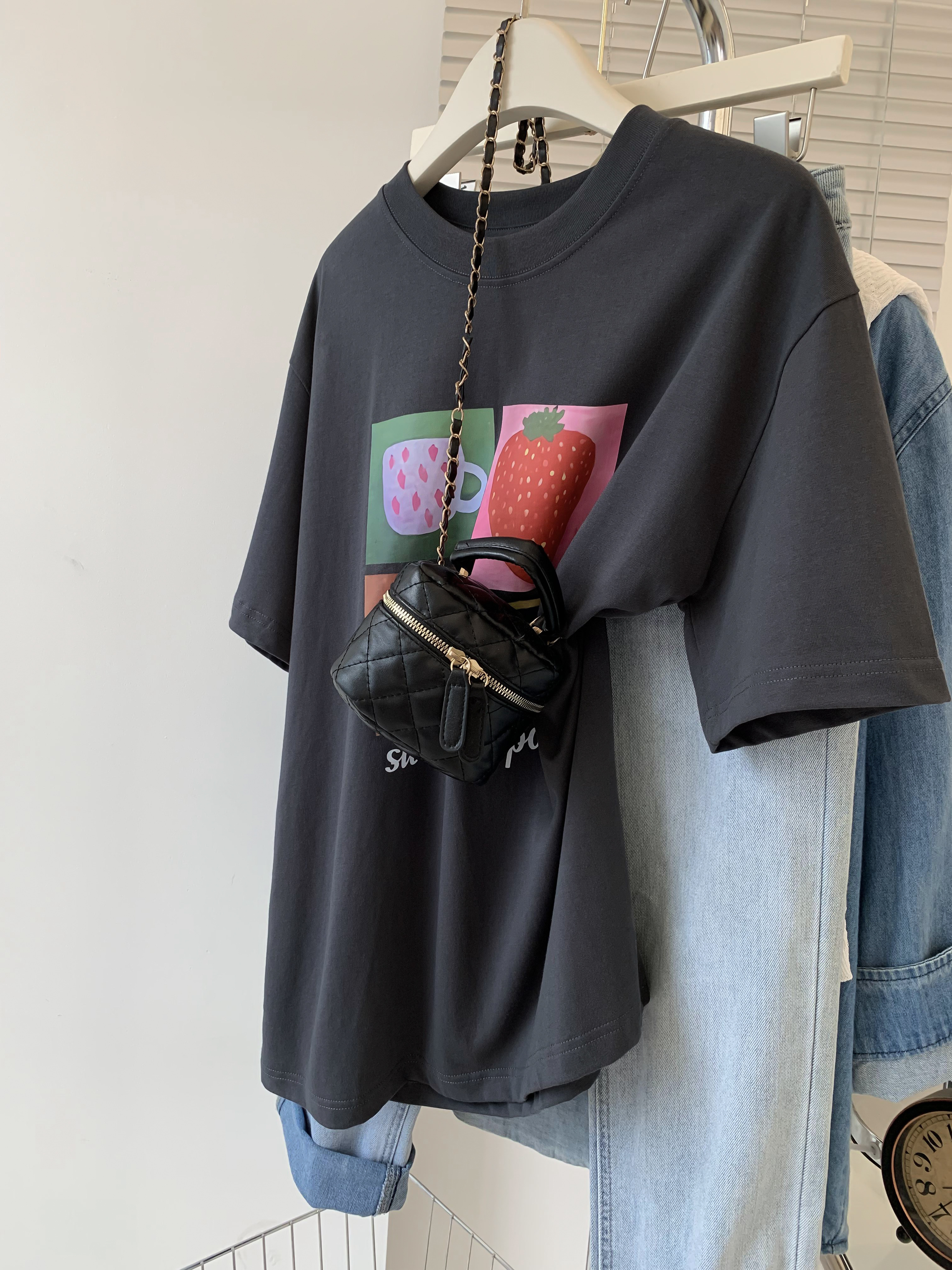 官圖 重磅/精梳純棉 後包領 有縫邊 S-XXXL 夏裝短袖T恤女